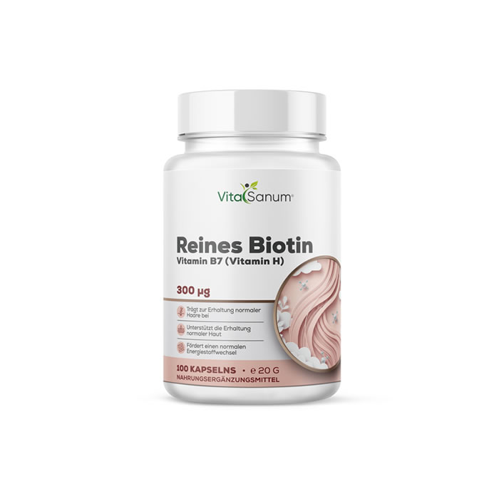 VitaSanum®- Reines Biotin (Vitamin B7) (Vitamin H) 300 mg 100 Kapseln VitaSanum®- Reines Biotin (Vitamin B7) (Vitamin H) 300 mg 100 Kapseln