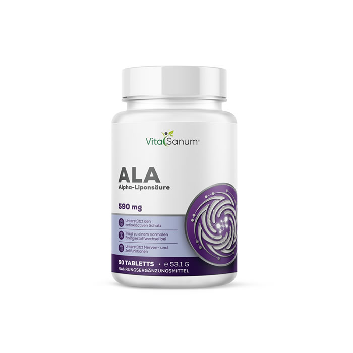 VitaSanum®- ALA (Alpha-Liponsäure) 590 mg 90 Tabletten VitaSanum®- ALA (Alpha-Liponsäure) 590 mg 90 Tabletten