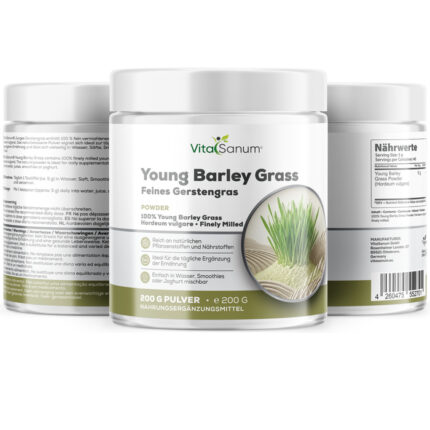 VitaSanum® Junges Gerstengras – 5 g Tagesportion – 100 % Gerstengraspulver – 200 g Pulver