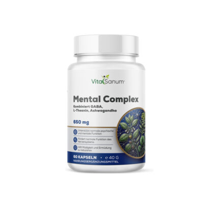 VitaSanum® Mental Complex – 2 Kapseln Tagesportion mit GABA, L-Theanin, Ashwagandha & Pflanzenextrakten