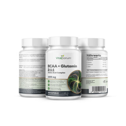 VitaSanum® BCAA + Glutamin 2:1:1 – 5500 mg Tagesportion – 150 Kapseln