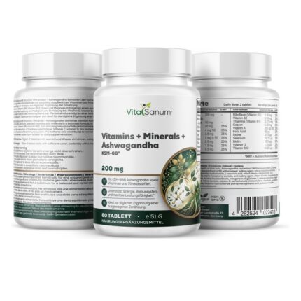 VitaSanum® Vitamine + Mineralien + Ashwagandha (KSM-66®) – 2 Tabletten Tagesportion
